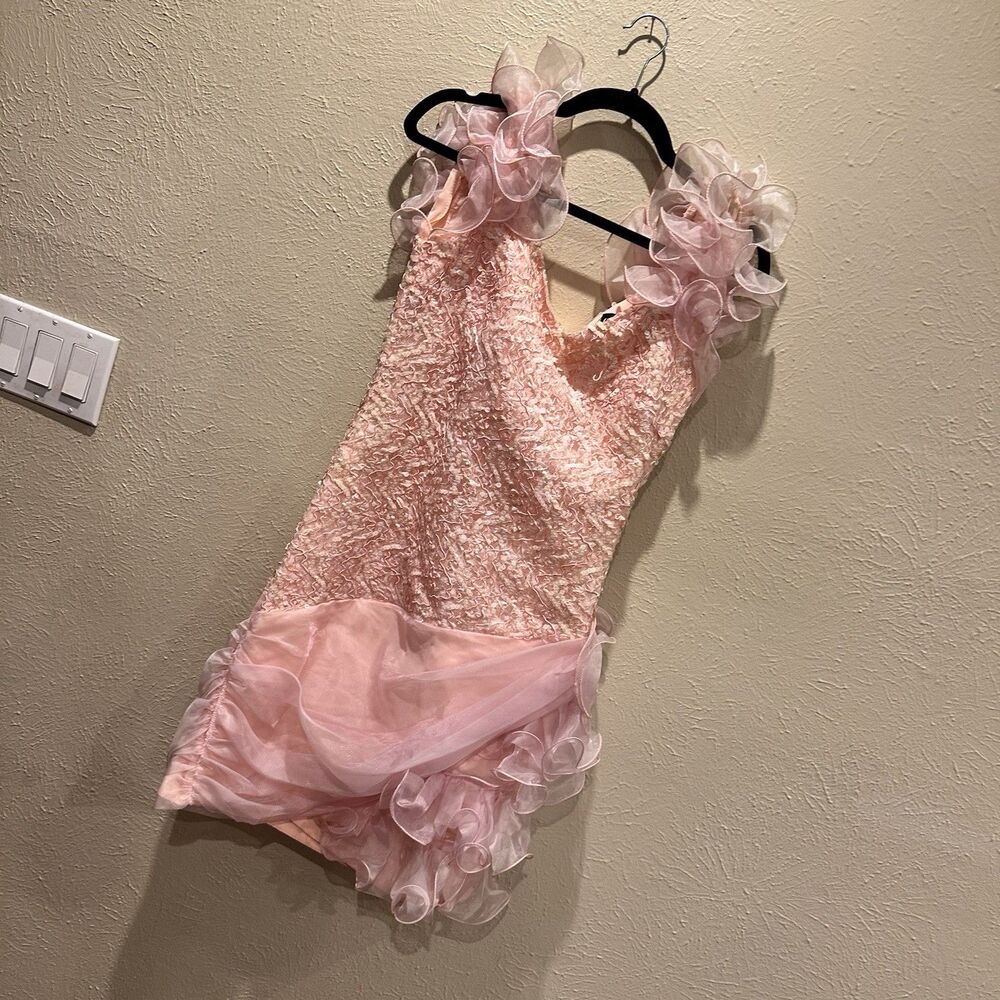 Vtg 80s Prom Dress Sz 11/12 Pink - Weekend USA  Shoulder Party